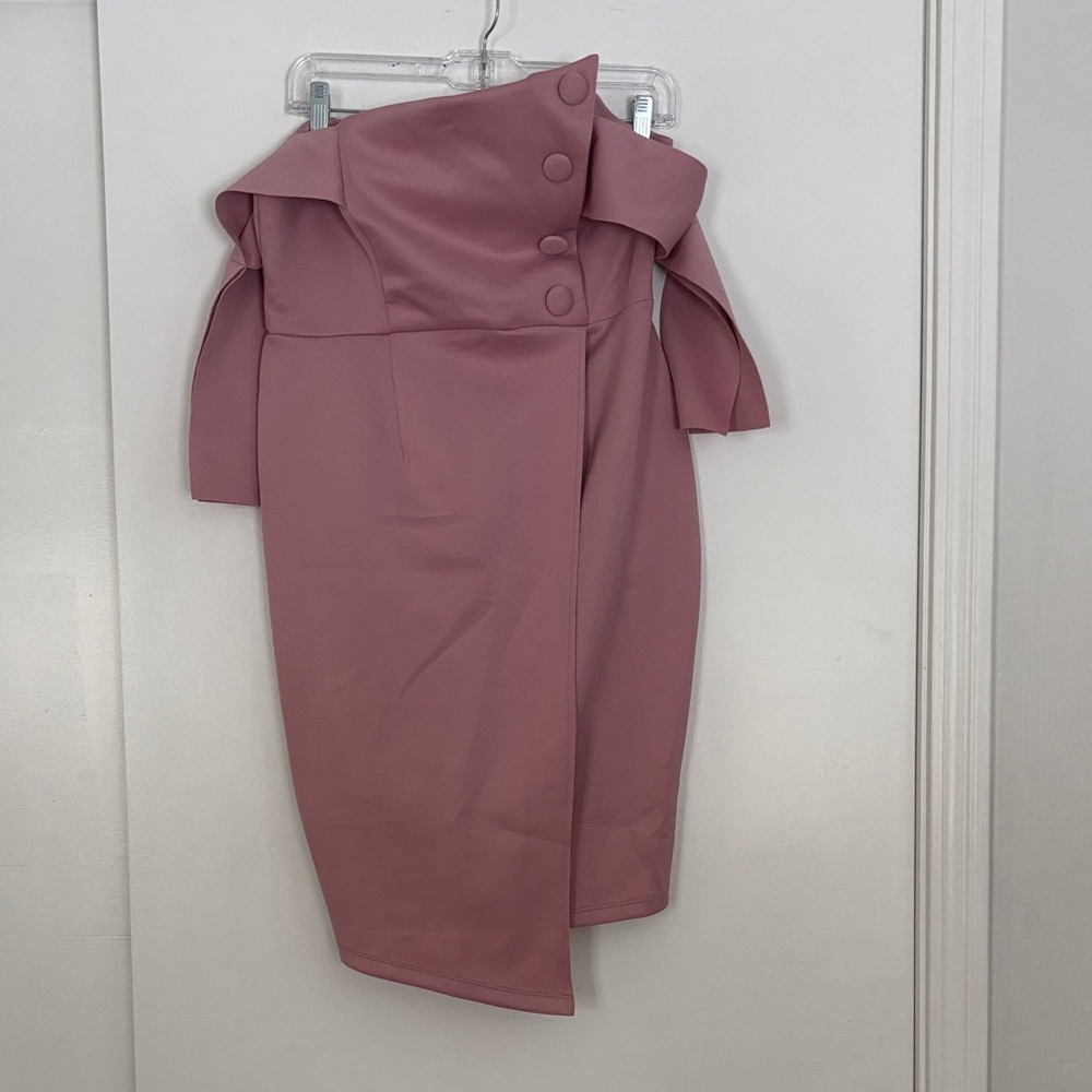 ASOS Maternity Elegant Off-Shoulder Pink Dress